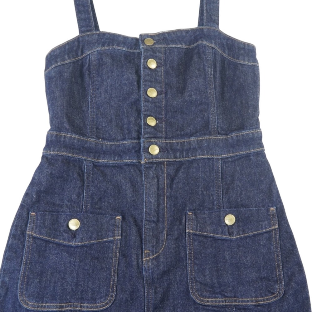 American Eagle Outfitters Midi Dress Women M Blue Denim Cotton Stretch Button Up - Picture 6 of 15
